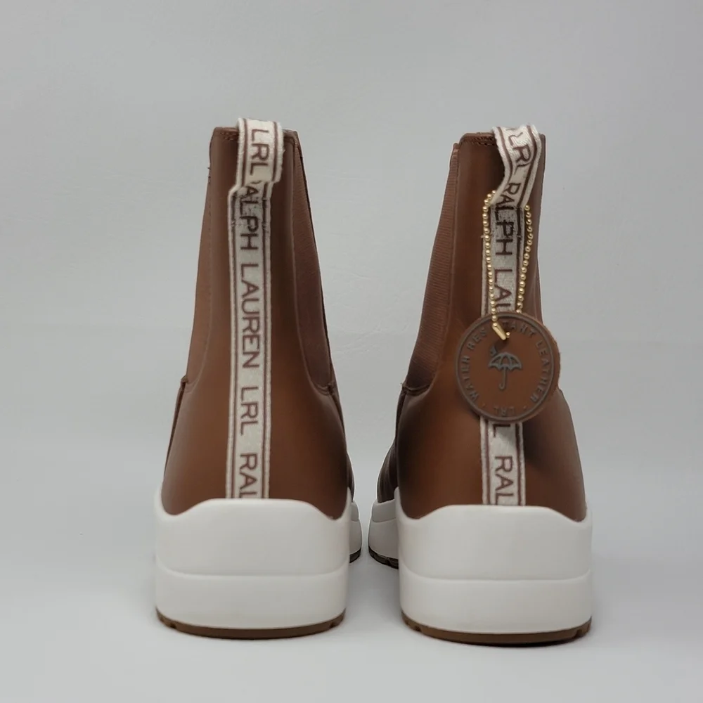 Ralph Lauren Rylee Water Resistant Leather Chelsea Ankle Boots Womens Size 8 New